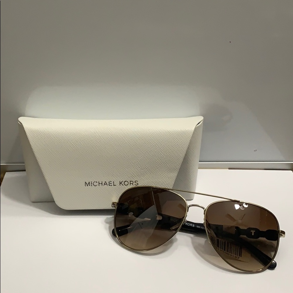 Michael Kors Gold & Black Pilot Sunglasses NEW